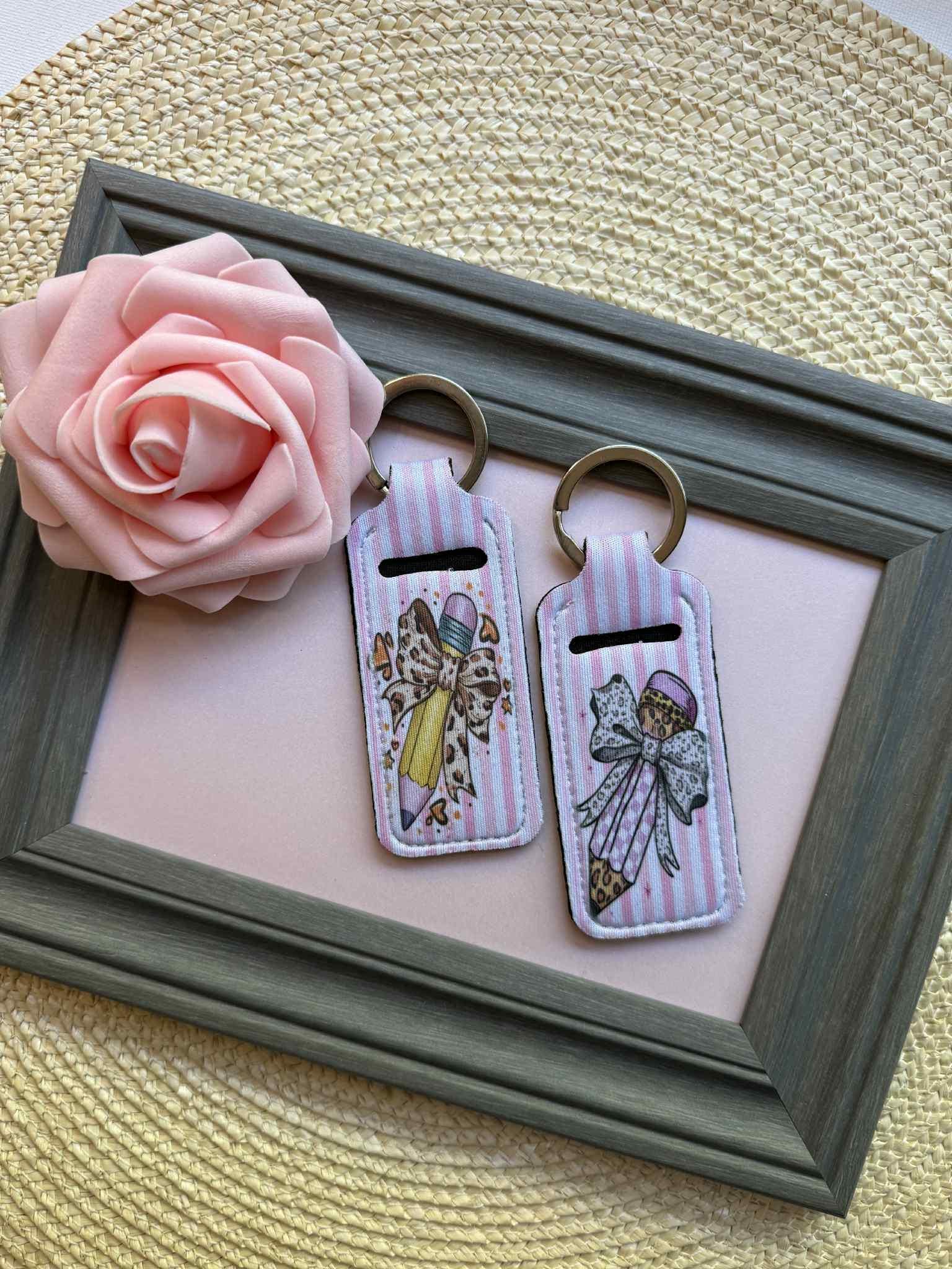 Personalized Preppy Pencil Teacher Lip Balm Keychain