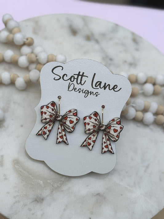 Valentine's Day Bow Hearts Earrings