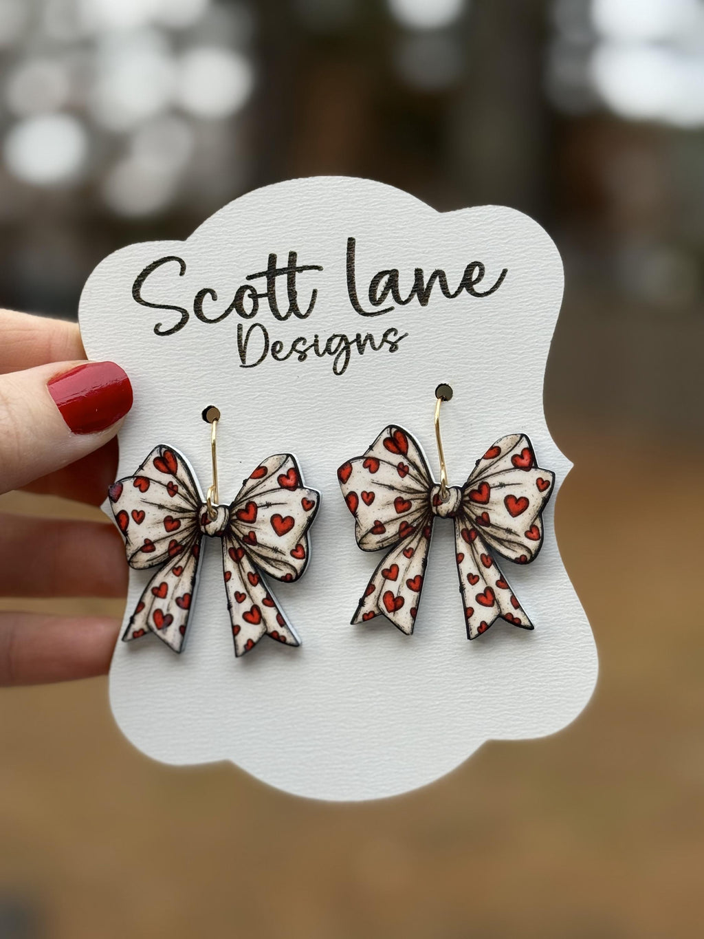 Valentine's Day Bow Hearts Earrings