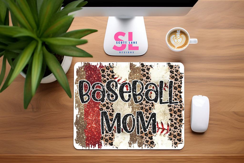 Leopard Print Baseball Mom Mouse Pad