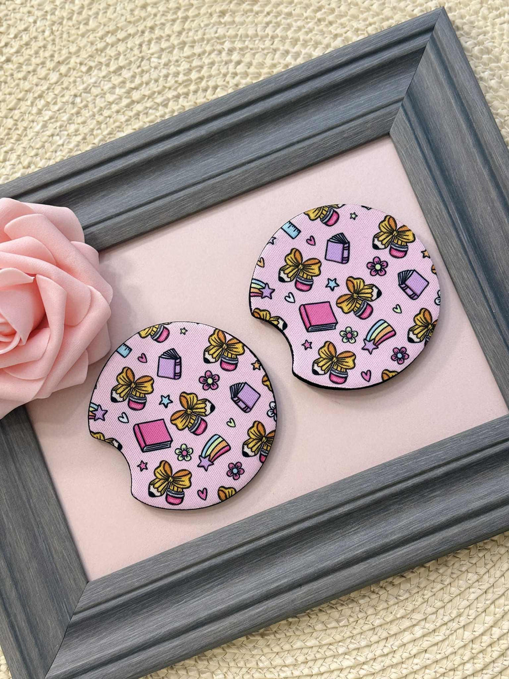 Preppy Teacher Car Coaster Set