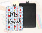 Personalized Teacher ID Badge Holder: Preppy Apple & Pencil Design