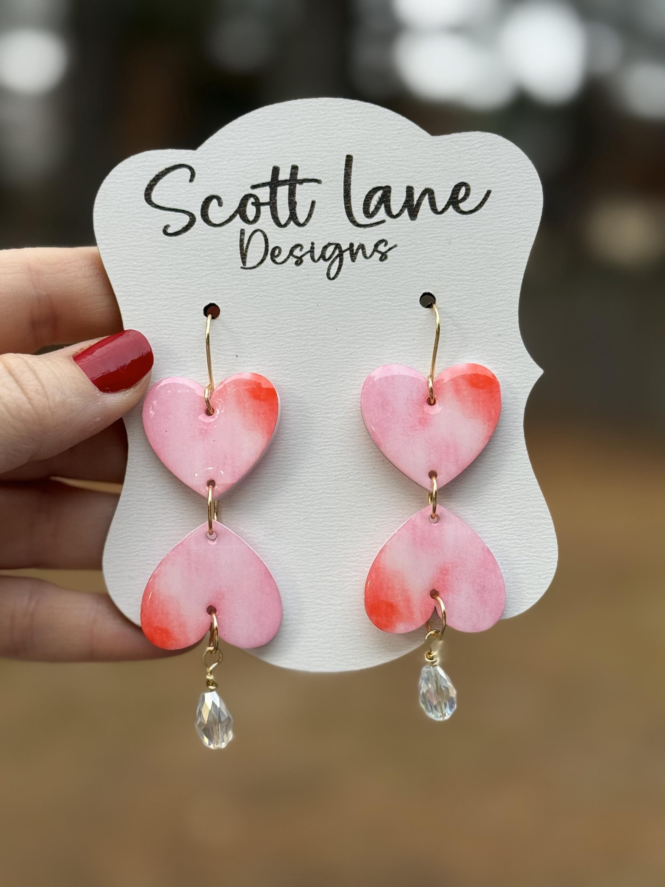 Pink Heart Drop Valentine's Day Earrings
