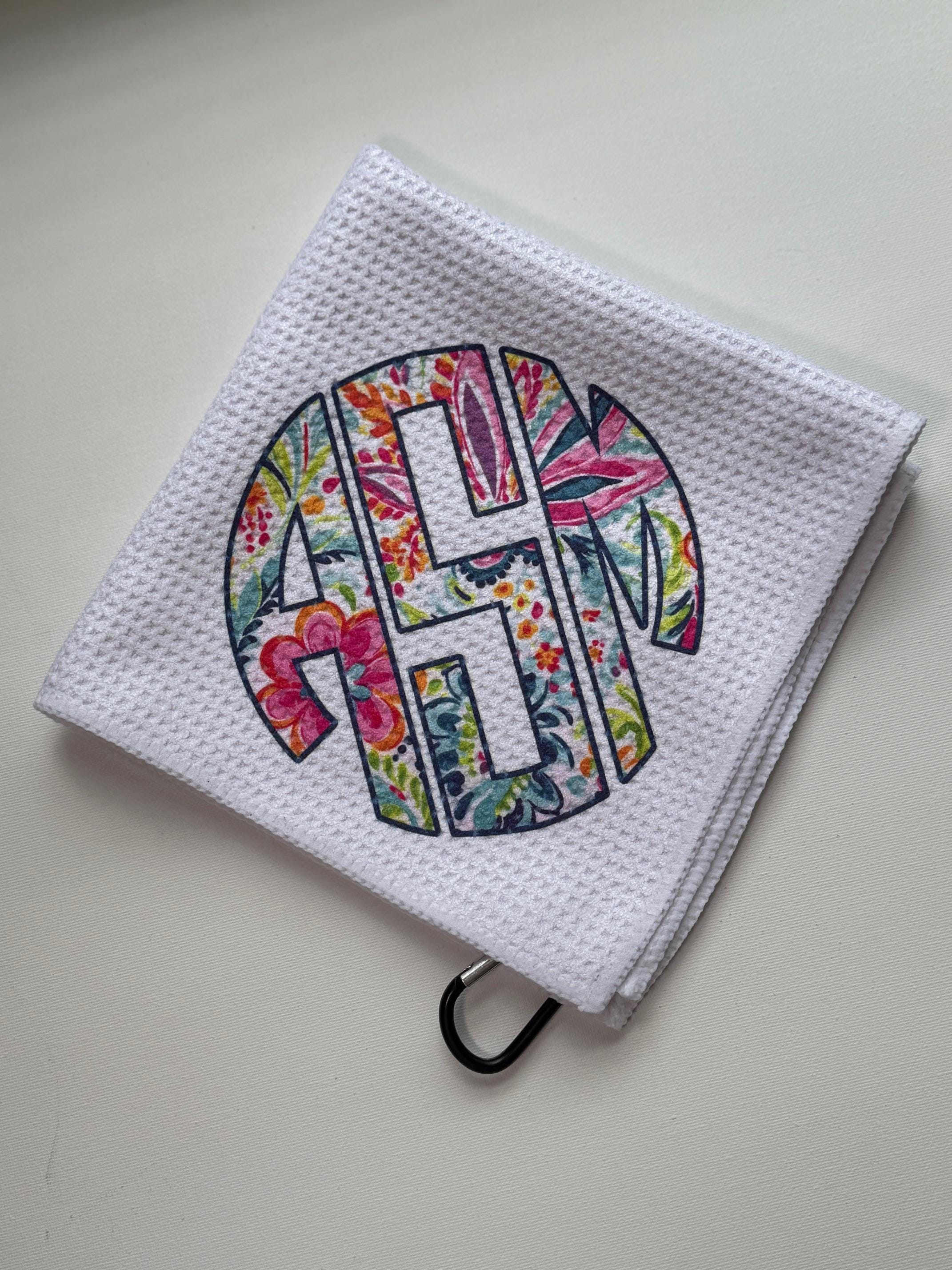 Personalized Circle Monogram Golf Towel