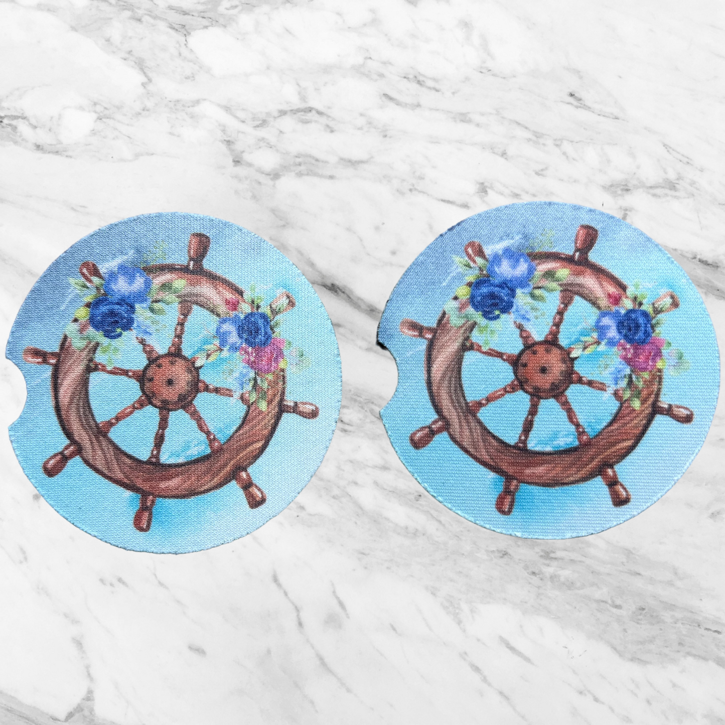 Floral Wheel Anchor Car Coaster