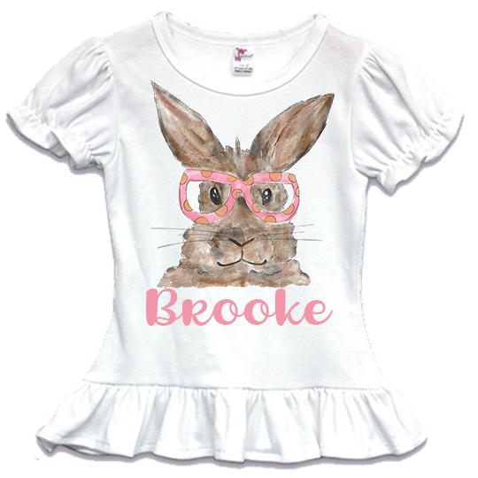 Kids Personalized Glasses Bunny Tee