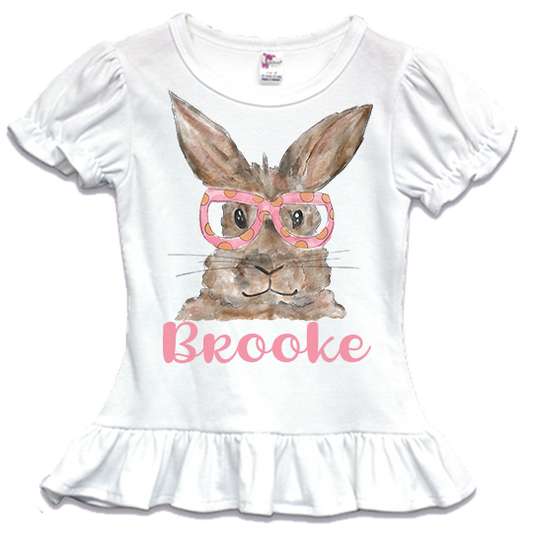 Kids Personalized Glasses Bunny Tee