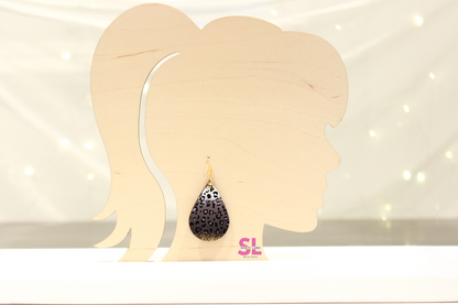 Gold and Leopard Teardrop Earrings