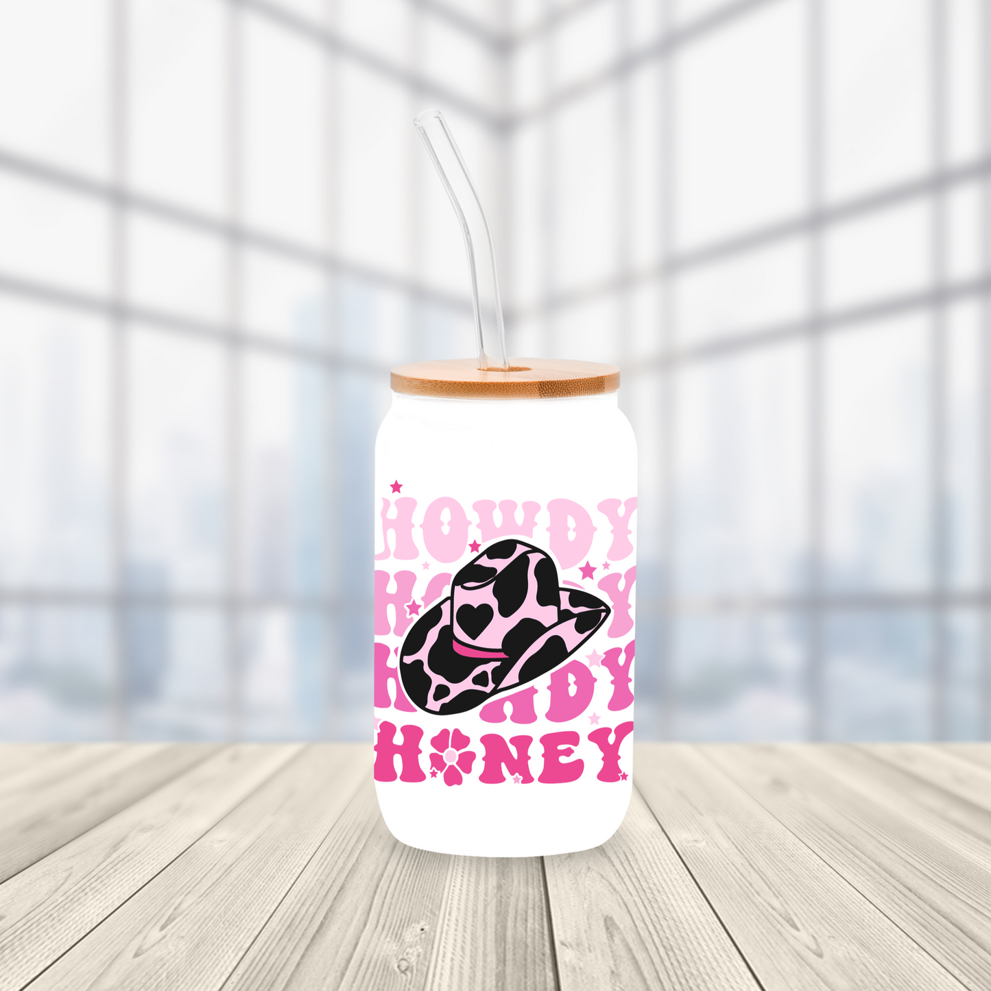 Howdy Honey 16oz Glass Cup