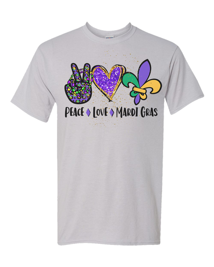 Peace Love Mardi Gras Tee