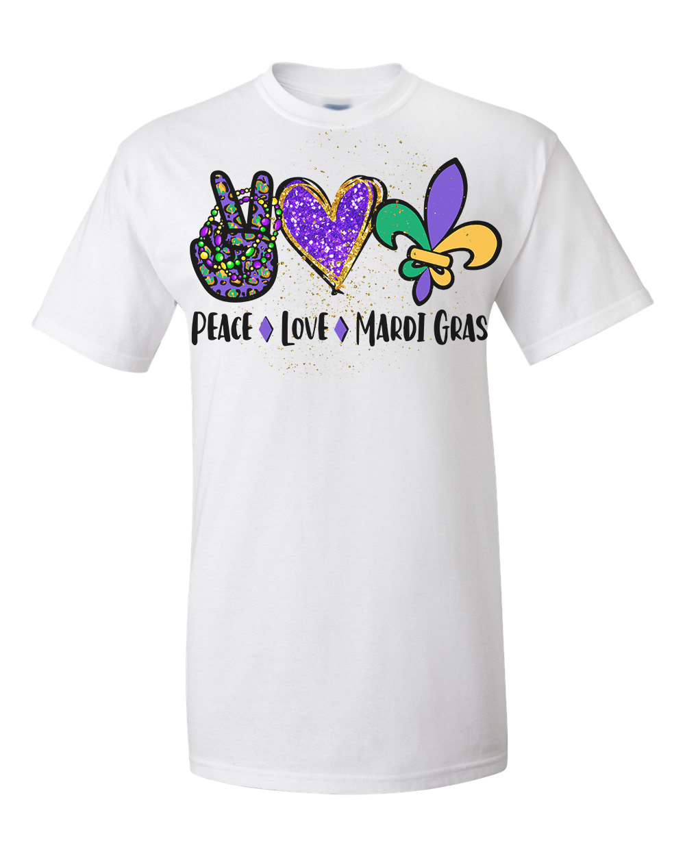 Peace Love Mardi Gras Tee