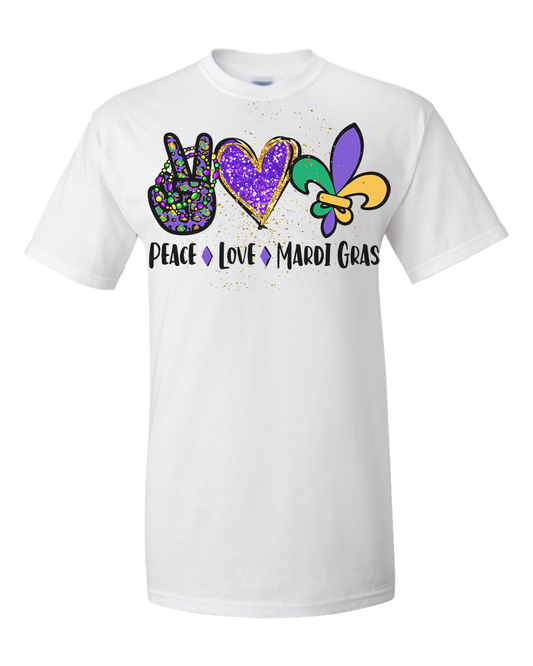 Peace Love Mardi Gras Tee