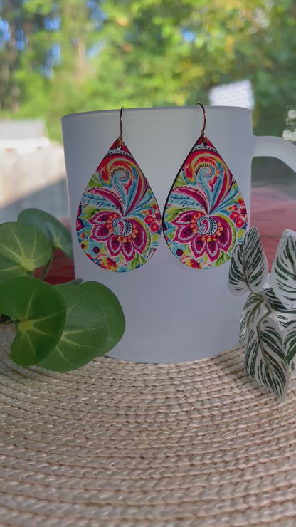 Floral Paisley Teardrop Earrings