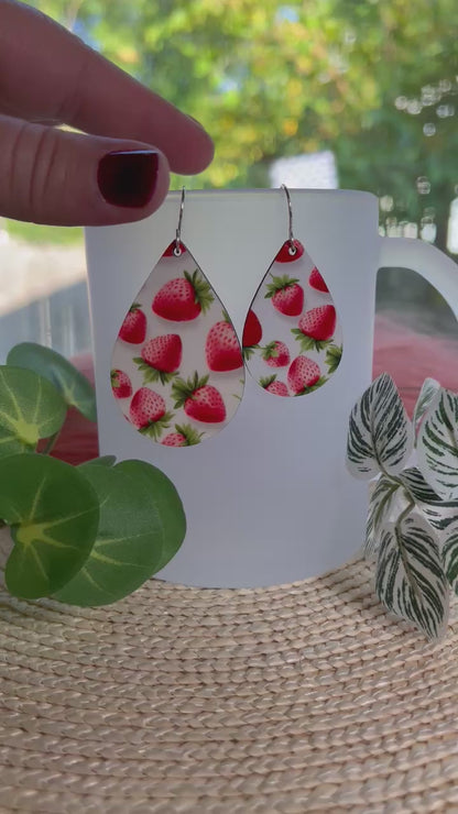 Strawberry  Teardrop Earrings