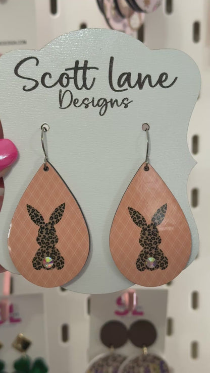 Leopard Print Bunny Teardrop Earrings