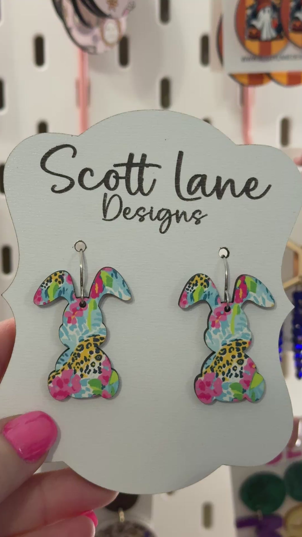 Floral Animal Print Easter Bunny Earrings