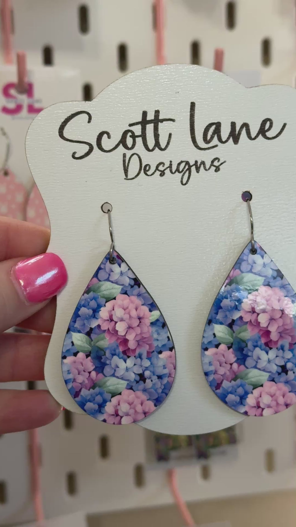 Blue Hydrangea Teardrop Earrings