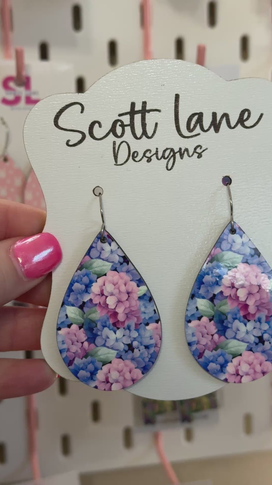 Blue Hydrangea Teardrop Earrings