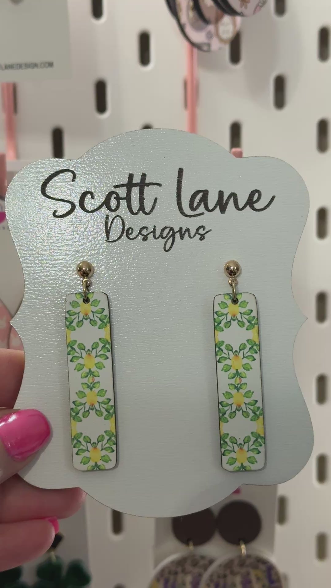 Lemon Floral Bar Earrings