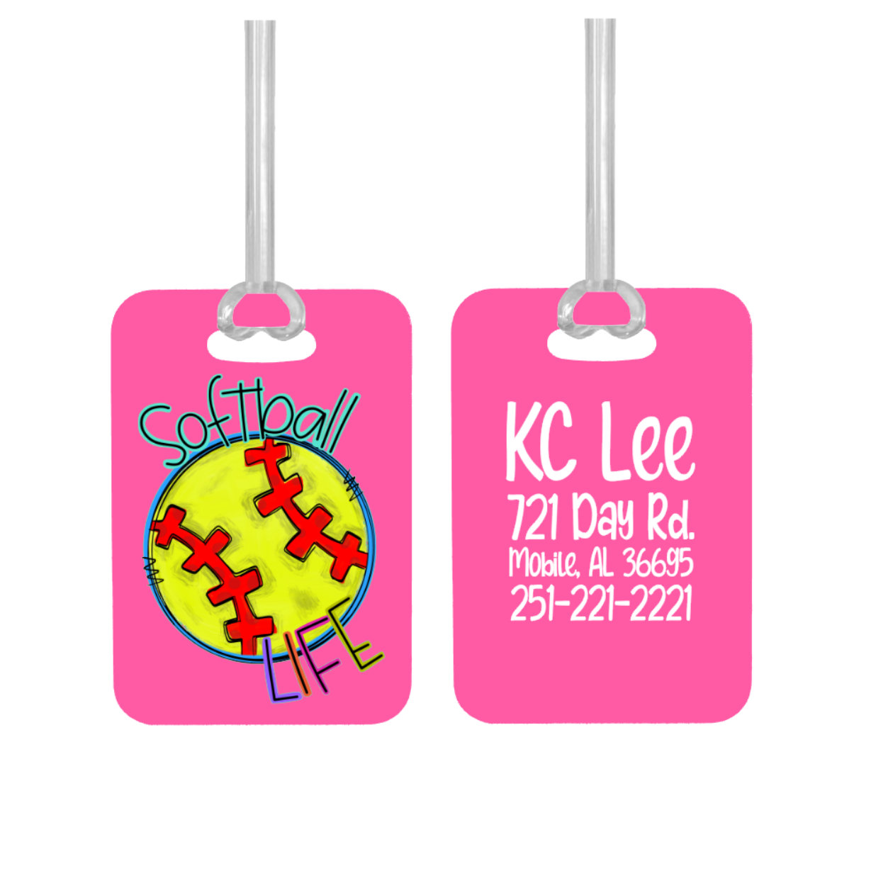 Softball Life Personalized Bag Tag