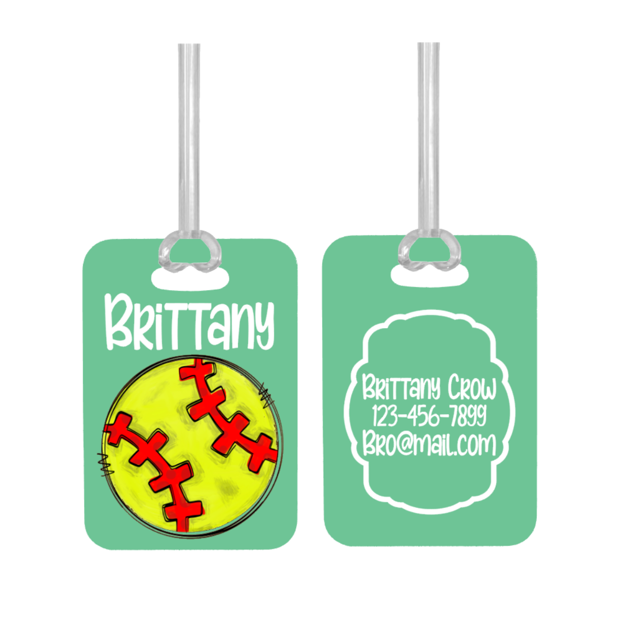 Softball ID Personalized Bag Tag